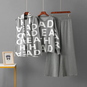 Conjunto de Ropa de Mujer al por Mayor, Estilo Boutique 2026, Dos Piezas, Suéter de Punto Jacquard con Letras y Pantalón de Pierna Ancha con Bufanda - Product Image 4