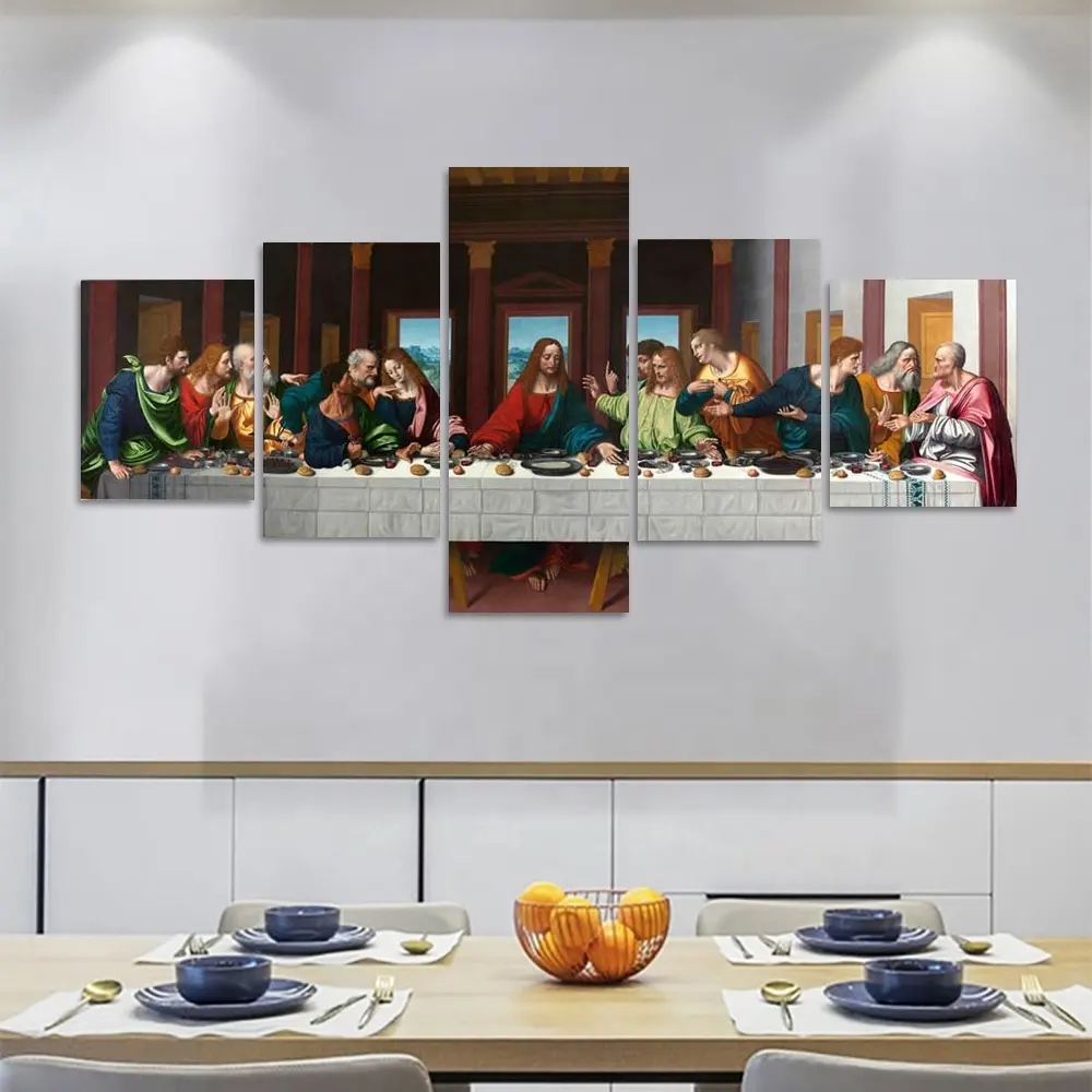 Arte de pared de la Última Cena Madera vintage Carteles e impresiones encuadernados modernos Galería Arte decorativo para el hogar