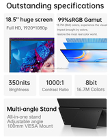 Monitor Portátil OLED IPS de 19 Pulgadas con Extensor de Pantalla Dual USB-C y Puertos para Control Táctil, Compatible con Mac y Windows