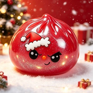 Christmas Santa Claus <b>Glitter</b> Dumpling Squishy Soft Squeeze Fidget Toy Stress Relief Sensory Toy Gift for Kids and Adult - Product Image 5