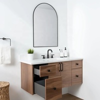 Ensemble de vanité de salle de bain modulaire haut de gamme mural personnalisable avec base en MDF écologique et tiroirs matériaux écologiques