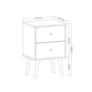 Nightstand In Natural And White With Geometric Wood <b>Drawers</b> Mid Century Modern Style <b>Storage</b> <b>Drawer</b> Unit - Product Image 3