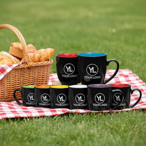 <span class=keywords><strong>Promo</strong></span> Bistro İki Renkli Porselen Kahve Kupaları 473 ml Modern Tasarım Pantone Renkleri ve Logo Baskılı İş Hediyeleri İçin - Product Image 2