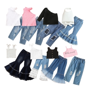 <span class=keywords><strong>Ensemble</strong></span> Filles Bébé Tout-Petit: Hauts en Coton et Pantalons en Jean Denim - Product Image 3