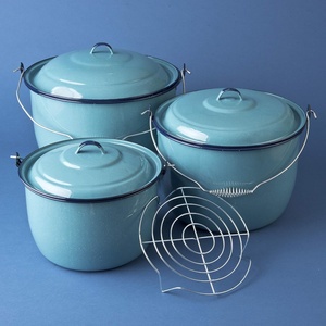 Pewter Bucket Juego Set De Ollas De Peltre Cinsa Bateria De Cocina Esmalte Utensilios De Cocina 7 Piezas 26/30/34cm <span class=keywords><strong>Convexa</strong></span> Turquesa Pewter - Product Image 5