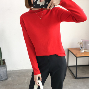 Camisola 2021 Novo Outono/inverno de manga comprida Colarinho Meia-alta Desgaste Exterior Fino Mid-neck Pullover Blusa Fina Camisa de Assentamento Mulheres - Product Image 3