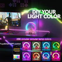 Lampe de réveil LED créative Effet Montagne enflammée au lever du soleil, RGB, avec audio sans fil, contrôle par application, chargeur sans fil et ambiance lumineuse colorée pour la maison