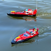 Barco de Bomberos RC Flytec V102 2 en 1, Bloques de Construcción, 170 Piezas, Control Remoto de 2.4GHz, Juguete Acuático DIY para Niños, Juego al Aire Libre, Alta Velocidad, Resistente al Agua