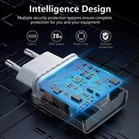 Pengisi Daya Cepat USB C 20W Dengan Kabel Pengisi Daya Adaptor Daya Untuk iPhone 17 16 15 14 Colokan EU US UK Pengisi Daya Ponsel