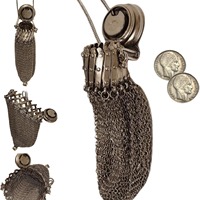 Collier porte-monnaie anglais unique fait à la main des années 1920 | Pendentif en acier inoxydable de style antique avec collier