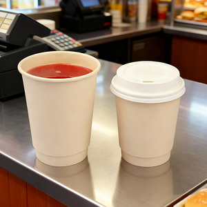 Hot Sale Custom Disposable Compostable Double Wall Kraft Paper <b>Coffee</b> Cups for Hot Beverage <b>Takeaway</b> - Product Image 1