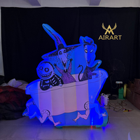 Panneau publicitaire gonflable classique à motif de salle de bain avec éclairage LED pour la décoration de fête de jardin en veille d'Halloween