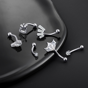 Métal éternel ASTM F136 Titane CZ Pavé CZ Flocon de <span class=keywords><strong>neige</strong></span> Filetage interne Anneau de ventre Piercing de corps pour nombril - Product Image 5