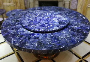 Dalles et comptoirs semi-précieux en pierre naturelle Sodalite et Jaspe bleu poli de luxe GOLDTOP pour projets hôteliers et de villas - Product Image 5