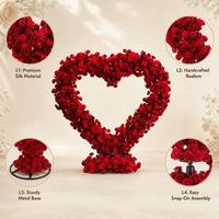 Arche de fleurs artificielles en forme de cœur luxueuse, rouge, pour la décoration de mariage et les fournitures, décoration pour la Saint-Valentin