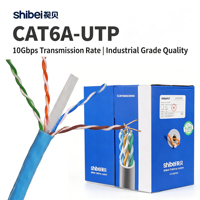 Cable de Cobre UTP Sólido CAT6A de Alto Rendimiento Marca Shibei, 10Gbps, 500MHz, 23AWG BC, Sin Blindaje, para Redes Domésticas Ethernet