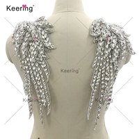 WRP-128 Keering nouveauté 4 couches 3d strass aile Patch colle sur robe ange aile Costume décoratif appliques patchs
