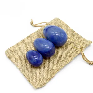 Blue Aventurine Drilled Yoni Egg Healing Crystal Massage Stones Lapis Lazuli Crystal Balls for Women Train Pelvic Muscles Kegel