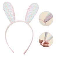 Bandeau de cheveux personnalisé en gros bandeau à oreilles de lapin à paillettes pour femmes filles costume d'Halloween accessoires de cheveux de lapin de Pâques