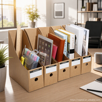Organisateur de fichiers en papier kraft épais avec logo personnalisé, porte-revues, boîte de rangement de bureau, support de papeterie, écologique