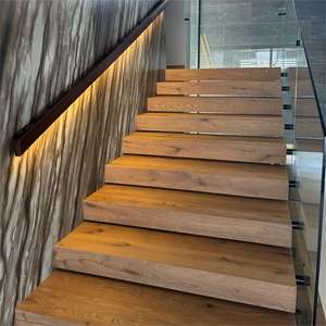 Design moderno in legno e metallo per scale mobili in stile interno con sensore a LED invisibile ringhiera senza cornice - Product Image 4