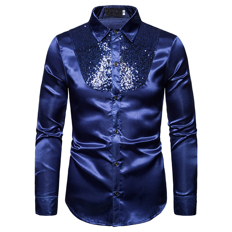 Men's Long Sleeve Shirt Sequined Performance Nightclub Clothing Men's Long Sleeve Shirt Sequined Performance Nightclub Clothing