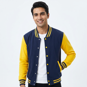 Custom Luxury Brand Varsity Wool Bomber <b>Jacket</b> with <b>Leather</b> Sleeves <b>Men</b> Button up <b>Jacket</b> Custom CollegeBaseballjacket for <b>men</b> - Product Image 1
