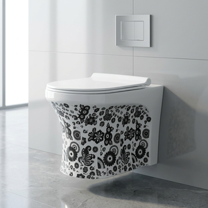 Armoire d'eau suspendue au mur en céramique de qualité A indienne de designer Rétro Noir EWC Toilettes sanitaires Style européen - Product Image 3
