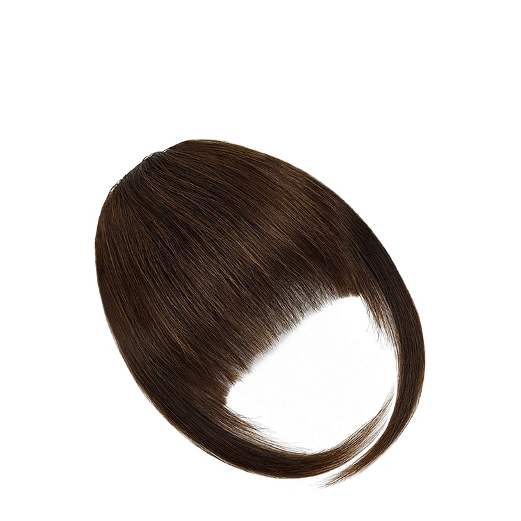 Cualquier forma de cara para niña, extensiones de cabello humano, aspecto joven, Clip con flequillo, pelo humano atado a mano, con flecos