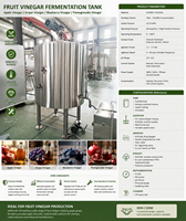 Cuve de Fermentation en Acier Inoxydable pour la Production de Vinaigre de Pomme, de Raisin, de Myrtille et de Grenade