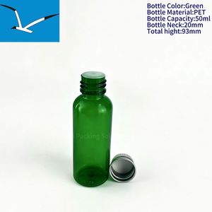 Flacon de voyage rechargeable en PET vert de 50 ml avec bouchon en aluminium - Contenant de liquide de toilette anti-fuite approuvé par la <span class=keywords><strong>TSA</strong></span> - Product Image 3