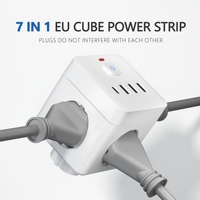 7in1 PD35W 16A 4000W 100-250V küp duvar soket ab USB avrupa fiş USB A C portları ile 3 AC çıkışları için 1.5M tel kablo