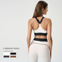 Soutien-gorge de sport respirant, antichoc, push-up, à maintien élevé, avec bretelles croisées, 100 % nylon, couleur unie, taille haute pour femme