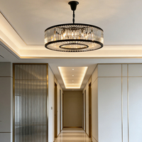 Luminaire suspendu rond en cristal pour intérieur, avec chaîne réglable pour grande pièce