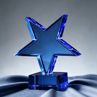 Trophée Étoile en Cristal Bleu Pas Cher en Gros, Impression UV Personnalisée du Logo, Récompense Étoile en Cristal Personnalisable, Fabrication sur Mesure