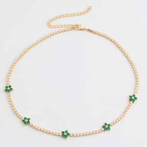 Brillante diamante flor CZ <span class=keywords><strong>estación</strong></span> Collar chapado en oro flor encanto gargantilla collar capas Collar para mujer - Product Image 4