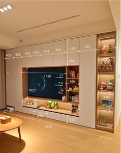 Console <span class=keywords><strong>TV</strong></span> murale personnalisable, rendu 3D CAD, meuble multimédia de luxe pour salon, <span class=keywords><strong>support</strong></span> <span class=keywords><strong>TV</strong></span> pour téléviseurs de 65 pouces et plus - Product Image 1