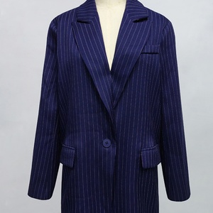 OEM/ODM Customized Autumn New Arrival Knitted Anti-Wrinkle Simple Casual Solid Color Lapel Long Sleeve Striped Blazer - Product Image 5