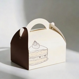 Boîtes à gâteaux, biscuits et pâtisseries personnalisées avec logo, biodégradables, en papier, avec poignée, pour fêtes et mariages - Product Image 1