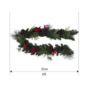 Guirnaldas Navideñas Artificiales Personalizadas para Interiores, Guirnalda de Navidad Verde Artificial de PVC de 6 pies - Product Image 2