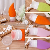 Lot de 4 bouteilles de voyage en silicone de qualité alimentaire personnalisées |   Approuvé par la TSA, étanche aux fuites |   Fabricant de kits de sérums et lotions cosmétiques écologiques