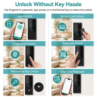 Cerradura Inteligente SJJ Cloud con Huella Dactilar, Contraseña, Tarjeta y Código para Control por Aplicación, Teclado Táctil, Aleación de Aluminio, Sin Llave
