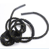 Corde de combat Vobell VBW en nylon pour entraînement de gym - Corde de puissance - Noir/Ligne colorée - Diamètre 3,8 cm/5 cm