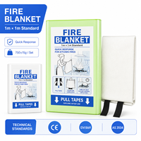 Couverture anti-feu Huarui pour le camping, en fibre de verre et PVC, étui rigide 1*1m, CE EN1869, outil de protection contre les incendies d'urgence