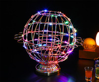 Plateau de service VIP en métal rechargeable en forme de boule, support LED pour verres à shot et porte-bouteilles, présentoir à verres à cocktail pour Halloween