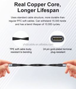 USB4 Full-Featured Type-C Dual-Head Flat <b>Cable</b> 40Gbps 5A Fast Charging <b>Camera</b> Use PVC Jacket 8K HD Video Compatible - Product Image 4