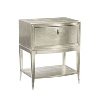 Table de chevet en acier inoxydable et bois, mobilier de chambre de luxe de style antique français avec 2 tiroirs, réglable, motif étoile brillante, pour maison et appartement