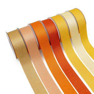 Cinta de grogrén acanalada de poliéster 100% color mandarina brillante de alta calidad, cinta ecológica para decoración de celebraciones de cumpleaños - Product Image 1