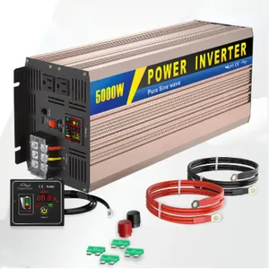 خارج الشبكة 5000 w 5000 واط 5000va 5kva 5kv dc 12v 24v 48v تحويل إلى ac 120v 220v 230v الشمسية محض الشرط موجة عاكس الطاقة السعر