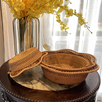 Panier en rotin fait main en forme de fleur du Vietnam, plateau de service en osier pour fruits, pain, desserts, décoration de la maison et de la cuisine